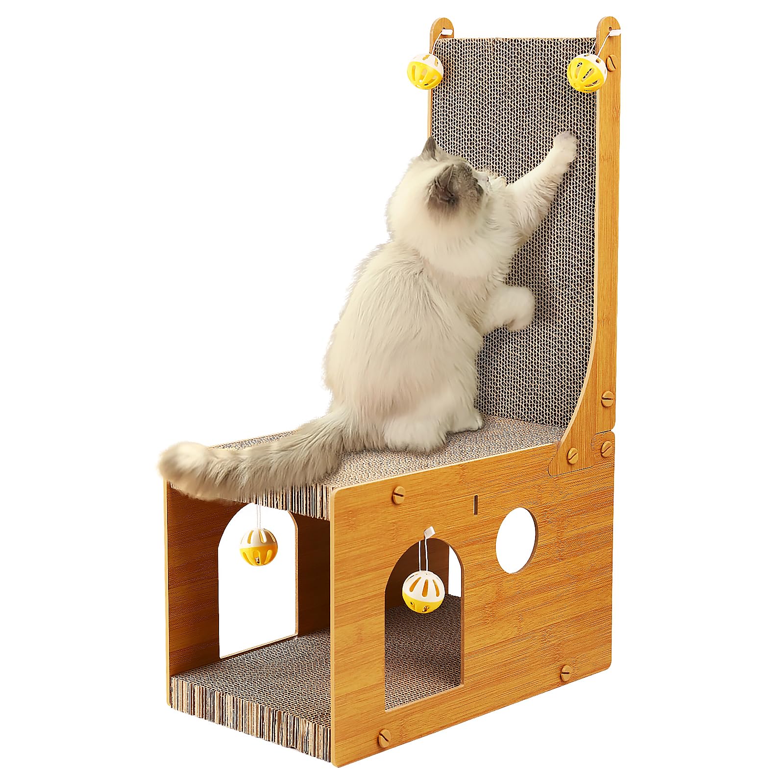 Aesthetic Wooden Cat Tree with Sisal Scratching Board
