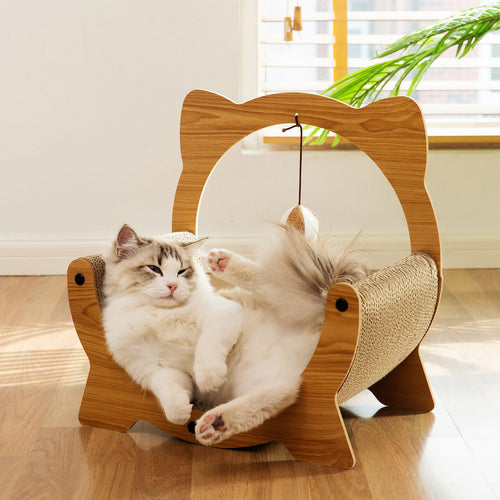 (Descriptive & Premium: Cloud Nine Felin...) . Wooden Cat-Shaped Lounge & Scratcher Bed