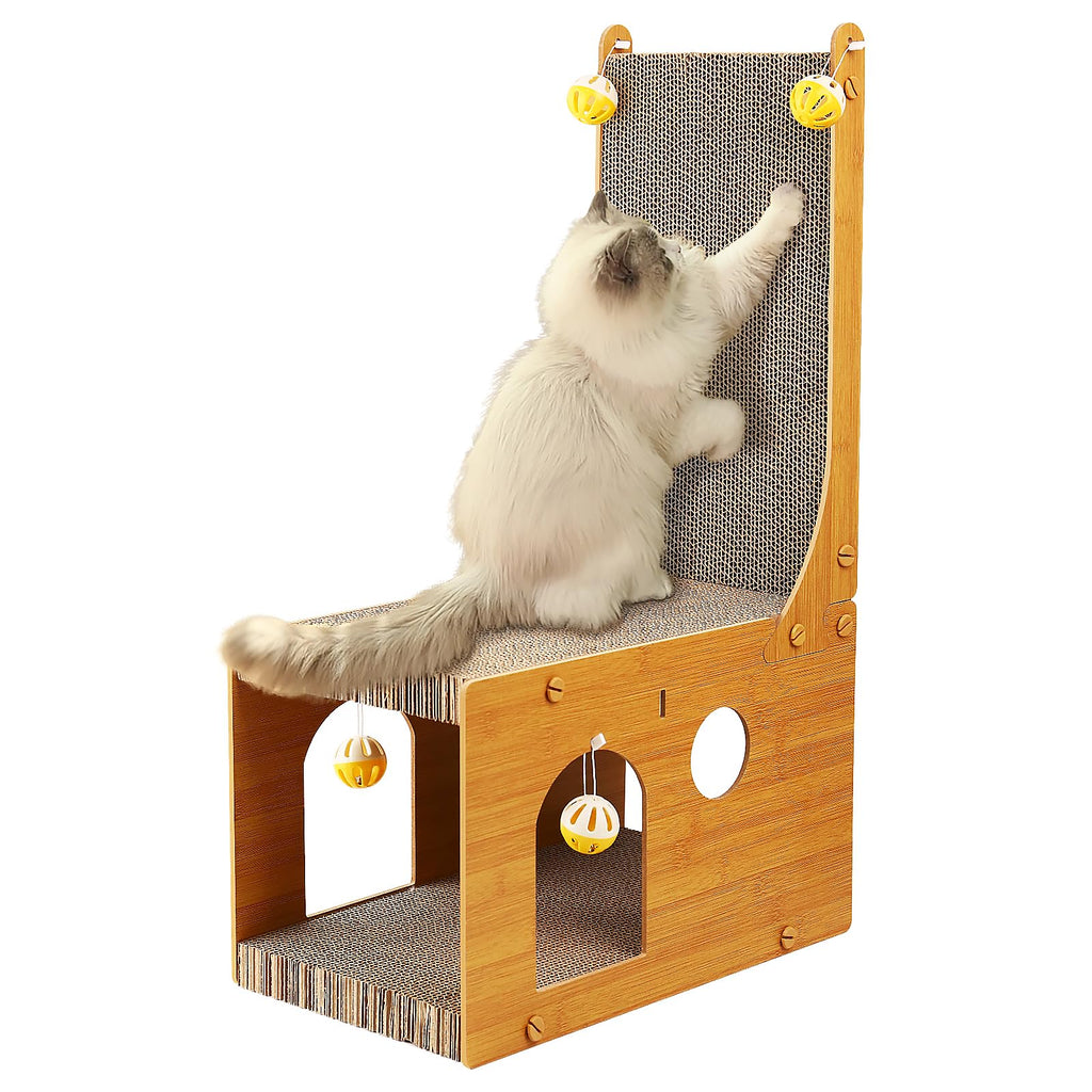 Aesthetic Wooden Cat Tree with Sisal Scratching Board