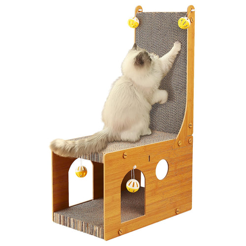 Aesthetic Wooden Cat Tree with Sisal Scratching Board